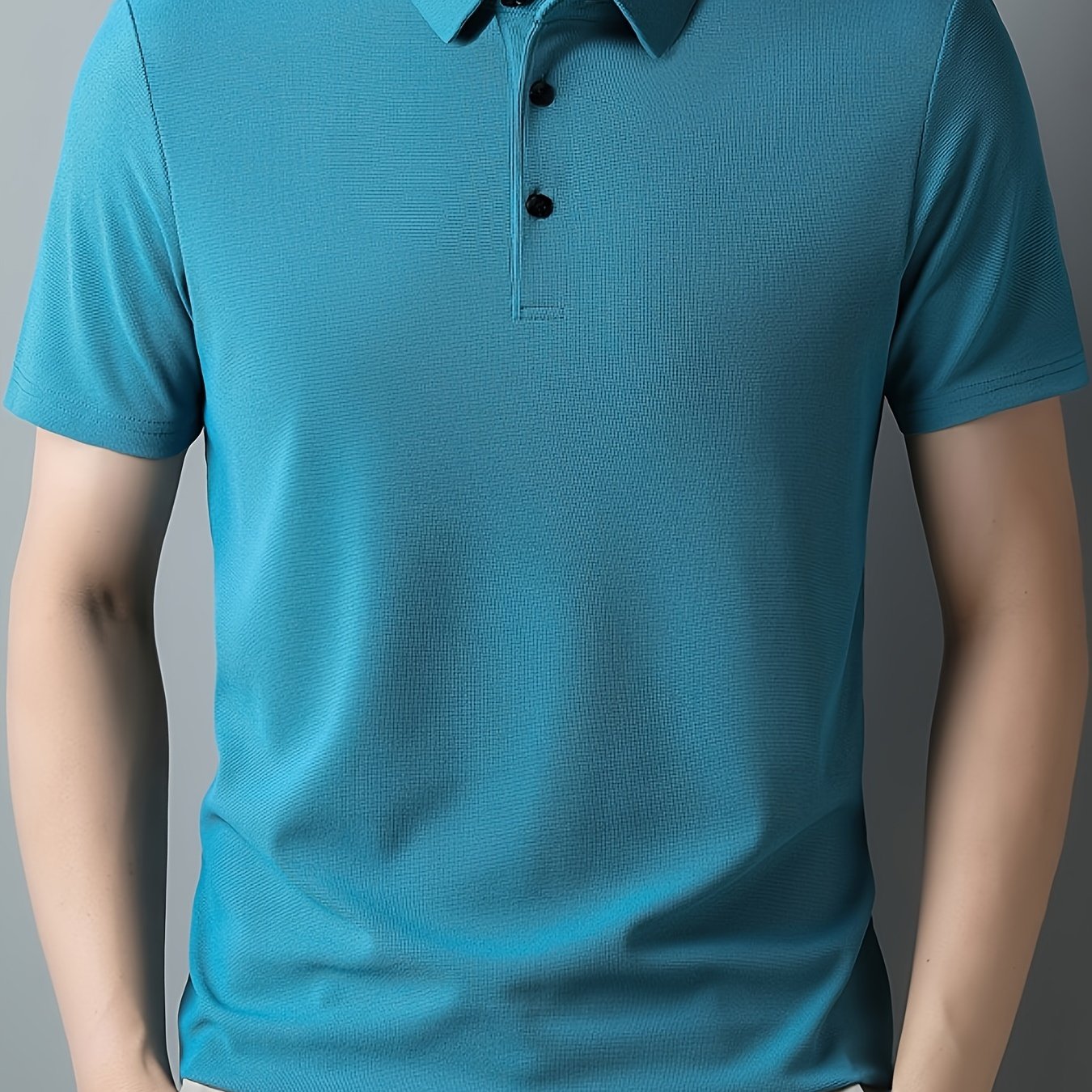 Men's Solid Short Sleeve And Lapel Collar Henley Shirt, Casual And Comfy Sports Tops For Summer Golf Wear And Outdoors Activities