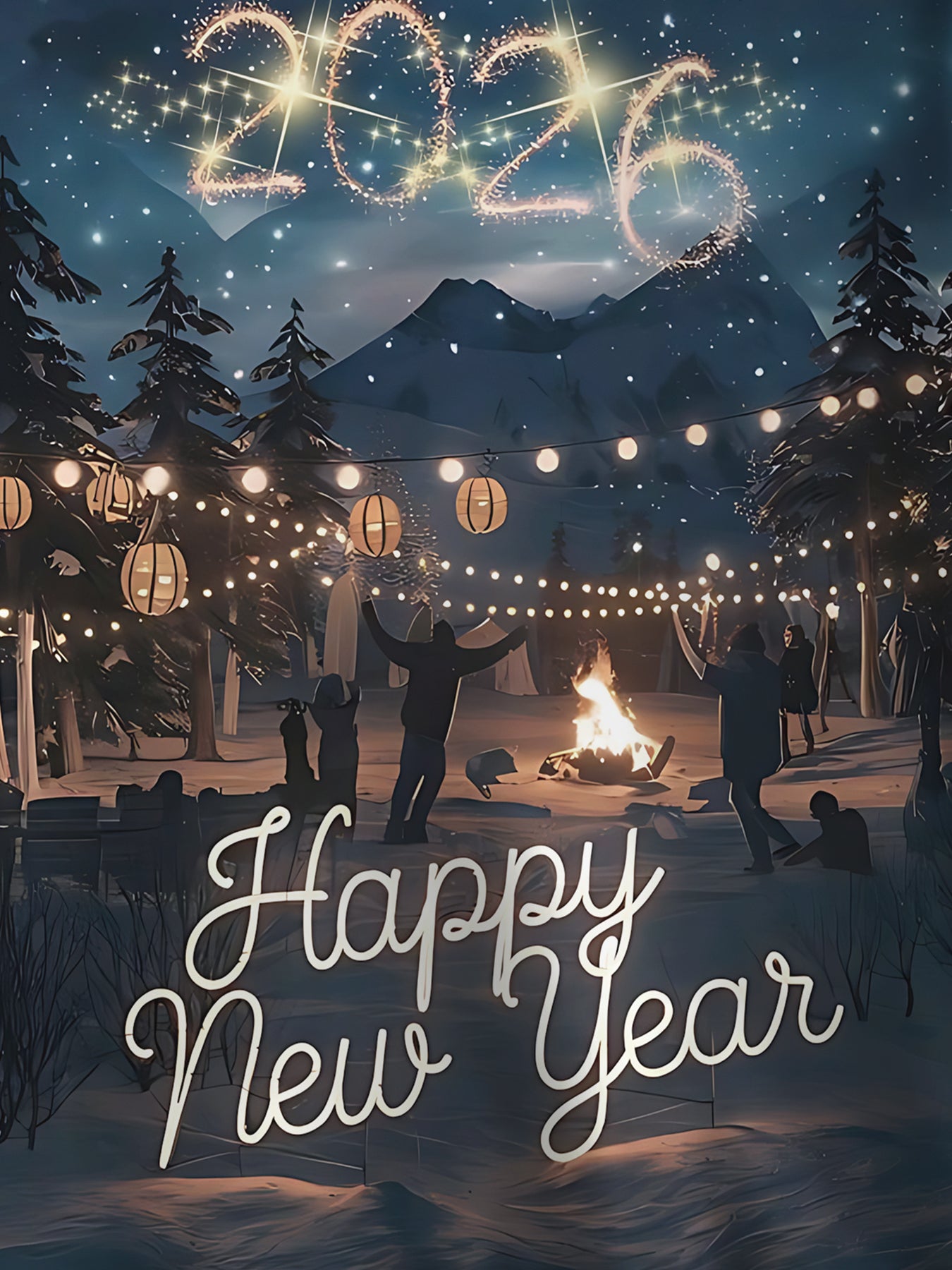 Men'S 2026 New Year'S Eve Bonfire Fireworks Hooded Sweatshirt - 100% Polyester, Sporty & Functional Style with Happy New Year Print, Casual Pullover for Fitness & Outdoor, New Year Sweatshirt, Outdoor Clothing, Sporty Design,