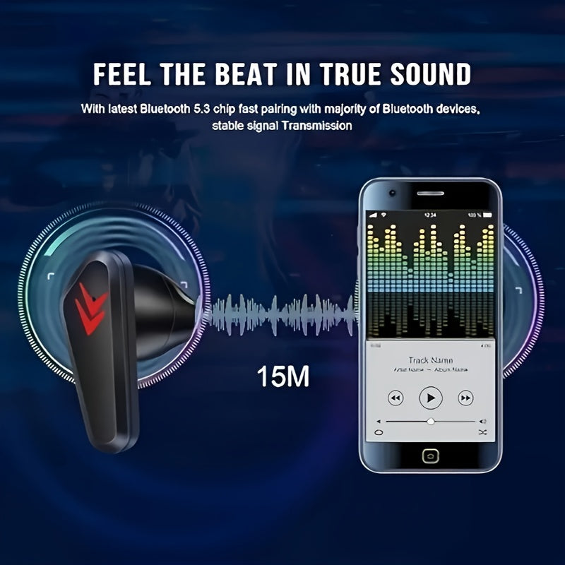 New Wireless Earbuds with LED Display Touch In-Ear TWS True Wireless Sports Music Gaming Headphones Compatible with Smart Devices, Suitable for Low Latency Games and Videos