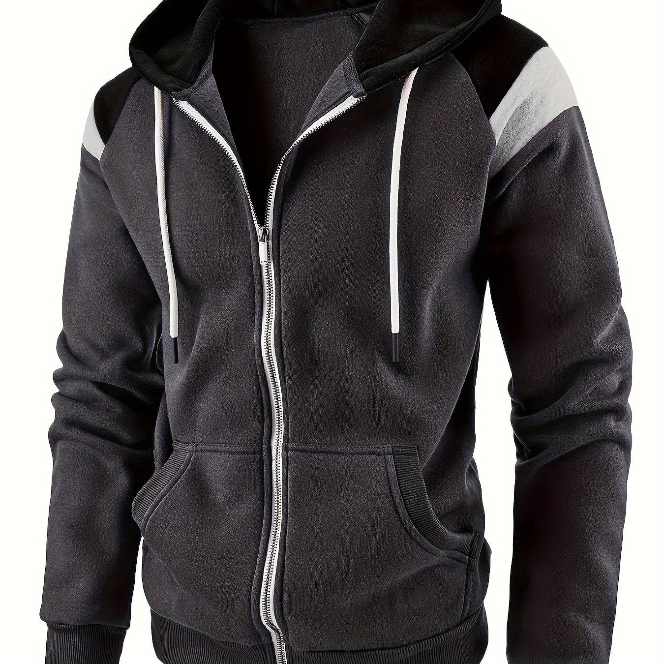 Men's Zip-Up Hoodie Jacket - Full-Zip Front Closure, Zipper Cardigan, Long Sleeve Pullover for Gym, Office, Everyday - Lightweight Warmth in Burgundy/Black/ Colors Available - Easy-Care Zippered Casual Outerwear, Hoodie Zip U