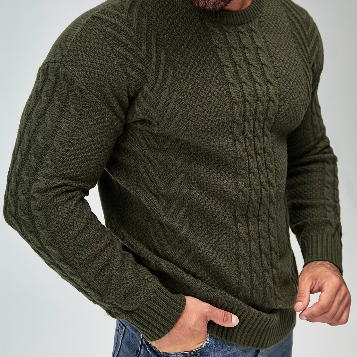 Men's Classic Autumn/Winter Textured T-Shirt, Round Neck Long Sleeve Knit Sweater, Fashion Casual Top, Suitable for Casual and Daily Wear, Men's Winter Clothing, Men's Sweater, Christmas Sweater, Men's Christmas Sweater, Wint
