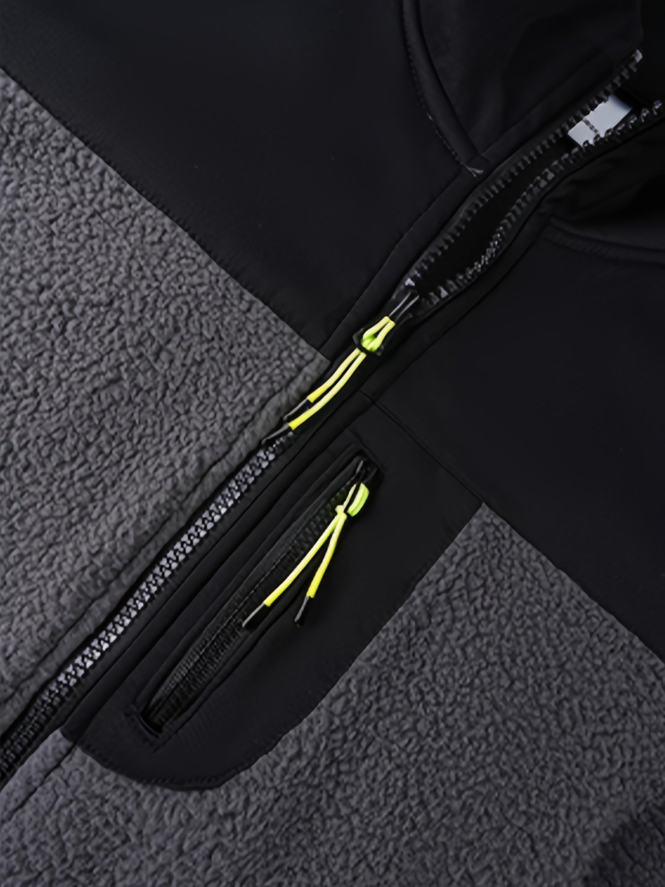 New Autumn And Winter Men'S Plush Zip-Up Color-Blocking Pocket Stand Collar Jacket And Long Pants Set, Stylish High Street Men'S Two-Piece Outfit