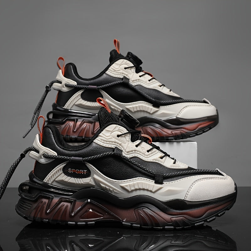 Men'S Preppy Sports Sneakers - All-Season Casual Lace-Up Shoes with Faux Upper, Fabric Inner PVC Sole - Round Toe Low Top for Daily Wear