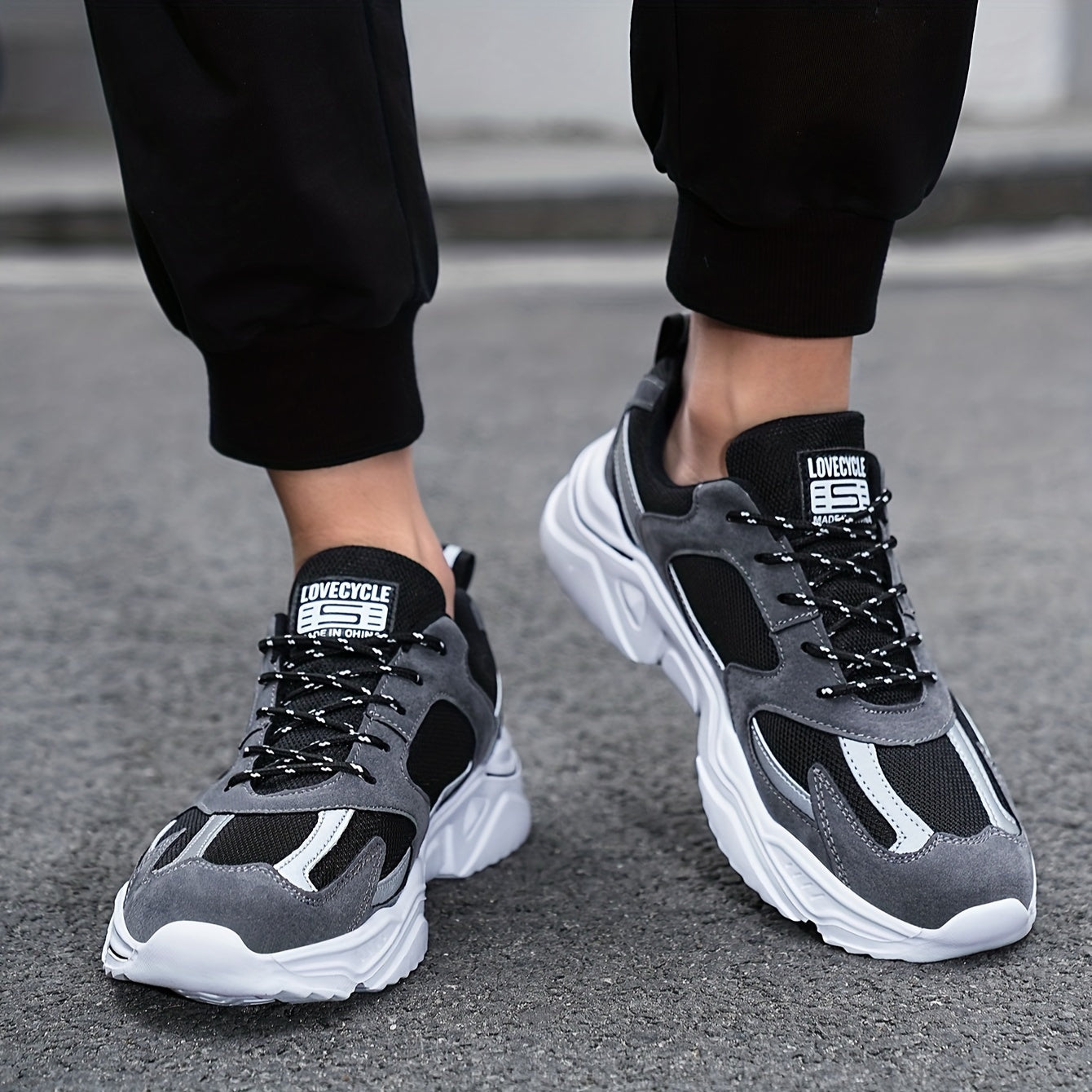 Men's Trendy Chunky Shoes, Comfy Non Slip Lace Up Casual Soft Sole Sneakers For Men's Outdoor Activities