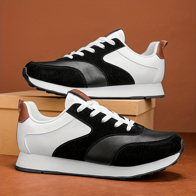 Men'S Breathable Athletic Sneakers - Lightweight, Soft, Non-Slip Running Shoes with EVA Sole for Sports, Travel Casual Wear - White Brown Two-Tone Design, Lace-Up Low Tops, All-Season Comfort, Sports Footwear, Sleek Sport