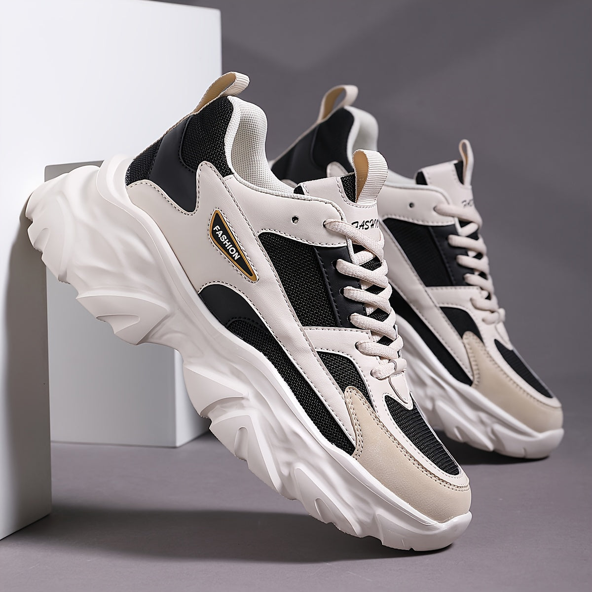 Men's Vintage Chunky Shoes, Comfy Non Slip Breathable Lace Up Sneakers For Men's Outdoor Activities