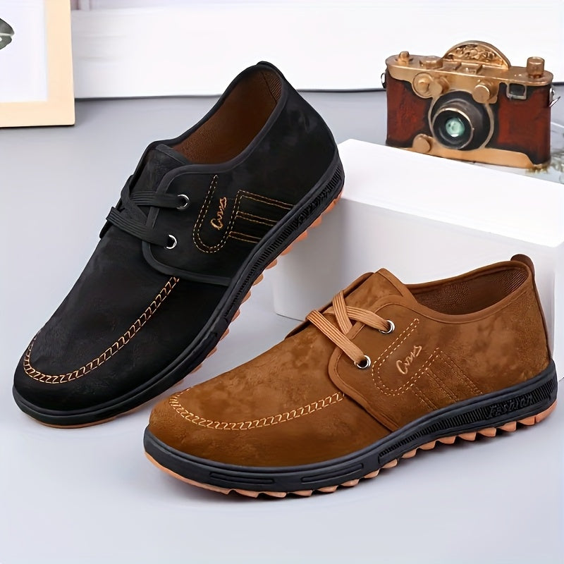 Men'S Soft Sole Slip-On Loafers - Brown Fabric Upper with Rubber Sole, Comfortable Casual Shoes for Casual Attire, Casual Footwear Slipon Design Comfortable Footwear