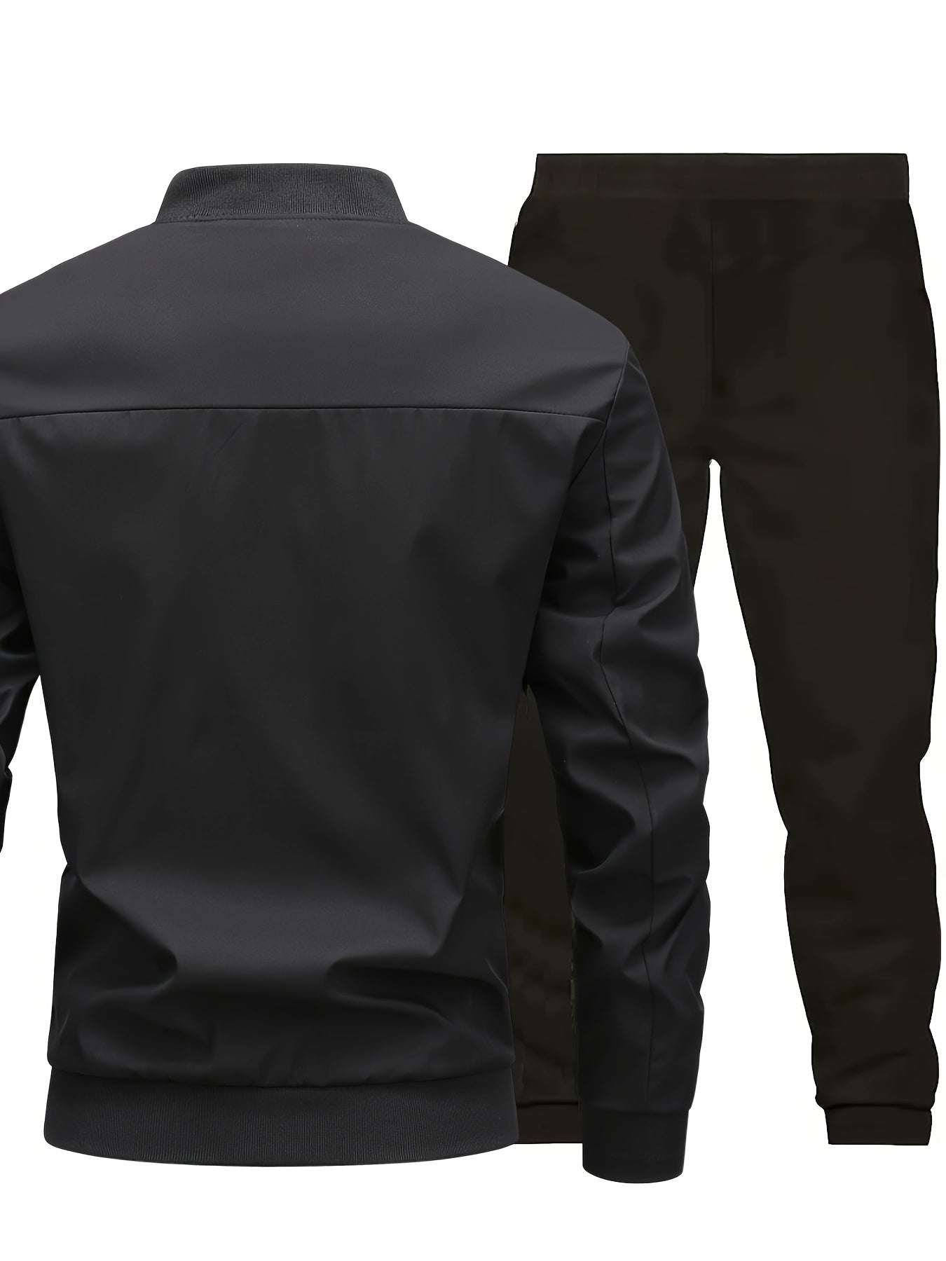 Men'S Casual Workwear Jacket and Pants Set, Solid Color, Long Sleeve, Regular Fit, with Pockets, for Spring/Fall, Casual Attire, Casual Attire|Casual Style|Solid Color Jacket