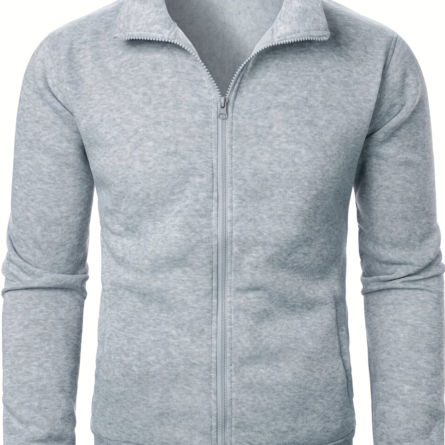 Men'S Heavyweight Thermal Zip-Up Jacket - Full-Zip Front Closure, Stand Collar Long Sleeve Coat for Winter, Gym, Outdoor Activities - Cold Weather Outerwear in Black - Easy-Care Polyester Construction, Winter Jacket, Gym Wear