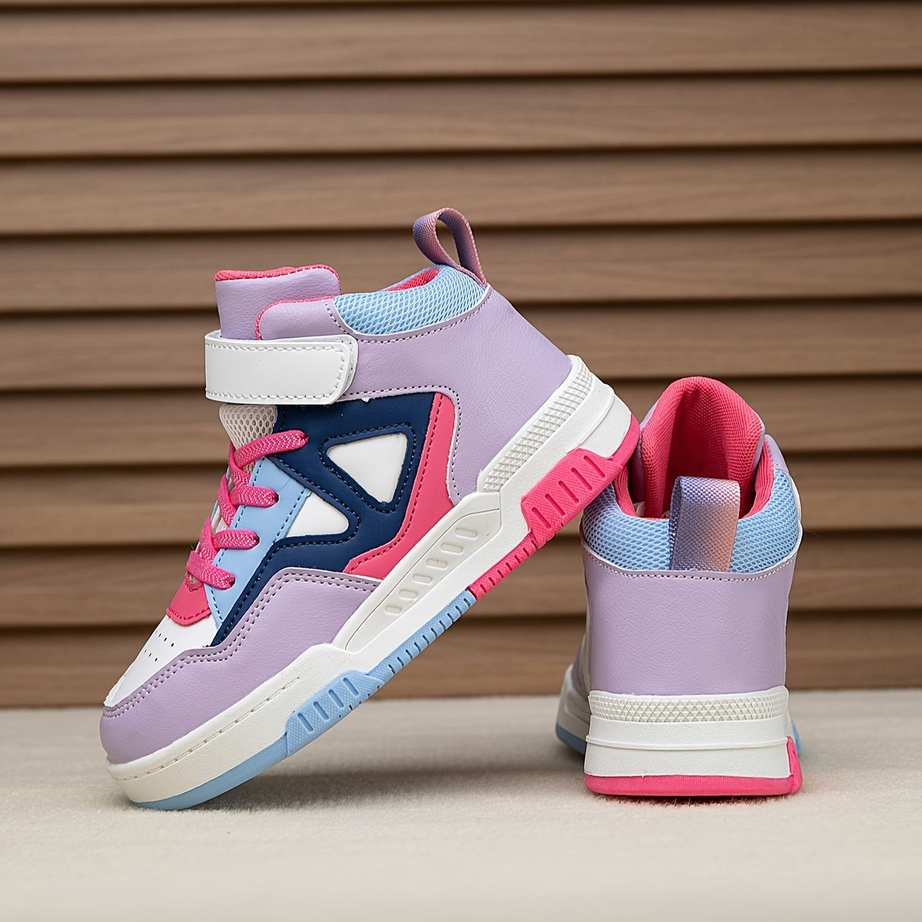 Youngsters' High-Top Sneakers with Color Block Design - Breathable, Non-Slip & Durable for Boys and Girls - Perfect for Outdoor Activities & Casual Attire