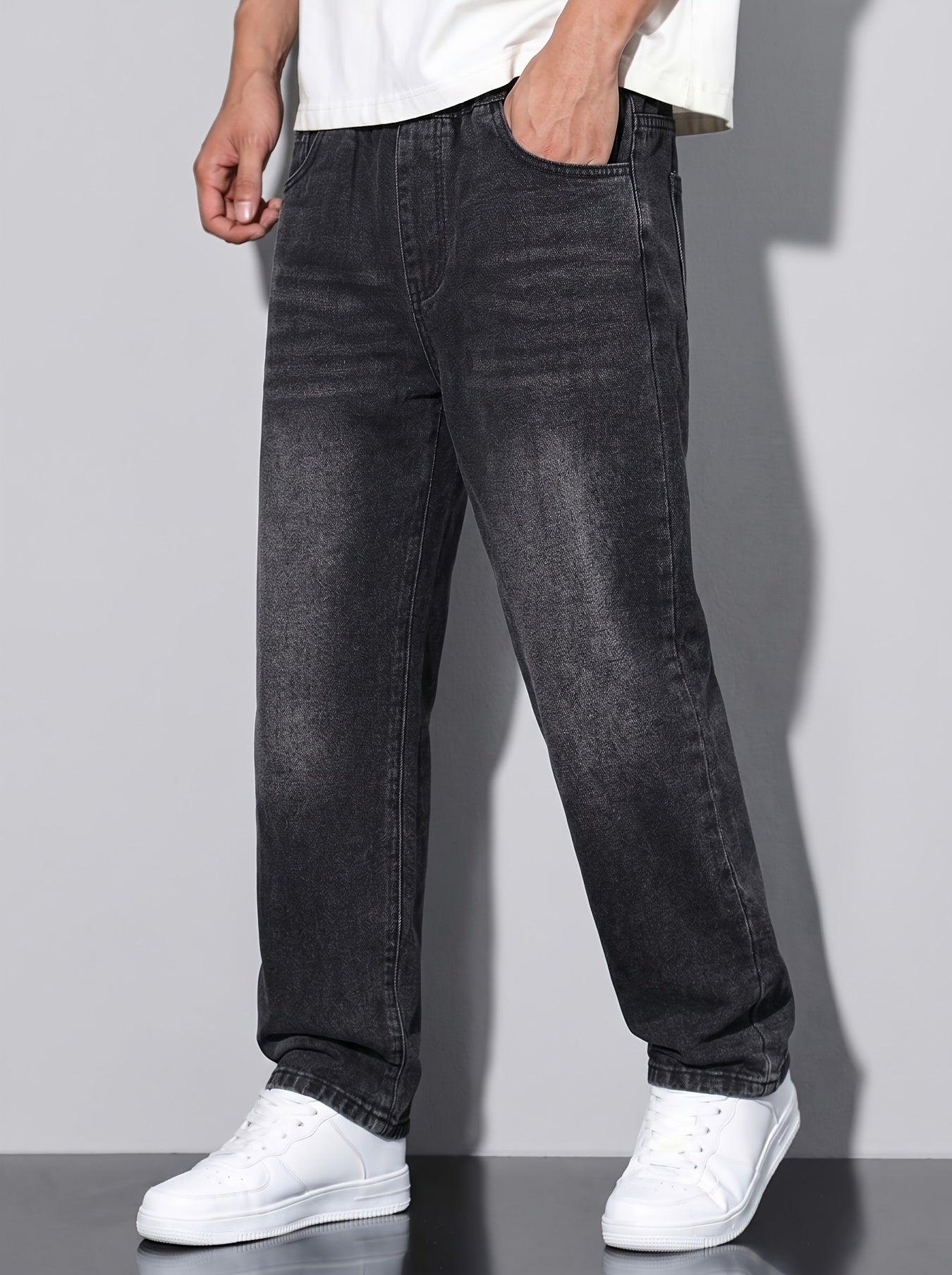 Unisex Kids Denim Jeans Dark Gray Distressed Casual Trousers