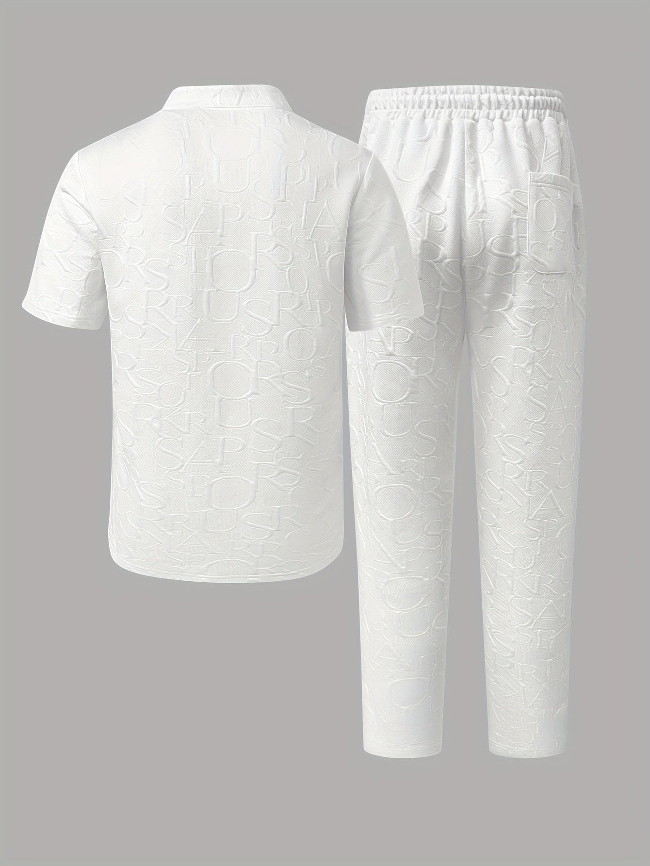Men'S Stand Collar Loose V-Neck and Drawstring Waist Pants Henley Shirt Set