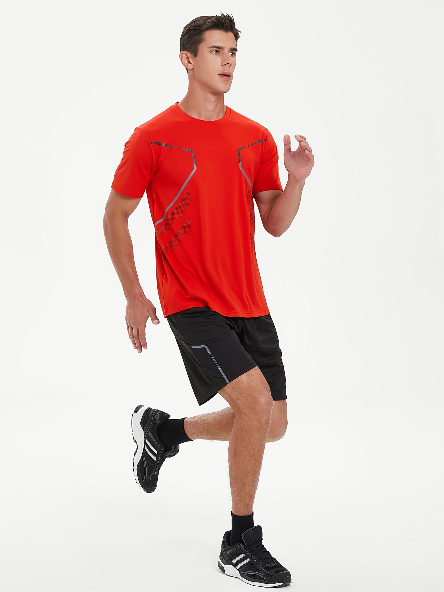 2pcs Men's Running Sportswear Set Summer Ice Sliky Fiber Fabric Quick-Dry Sweat-Absorbent Fitness Casual Short Sleeve Shorts Outfit