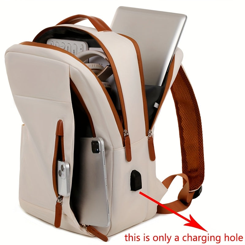 Stylish Lightweight Laptop Backpack - Adjustable Shoulder Straps, Multiple Compartments, USB Charging Port, Perfect for Commuting, School, Travel Business, Casual Style, Polyester Lining, Secure Zipper Closure, Laptop Carry