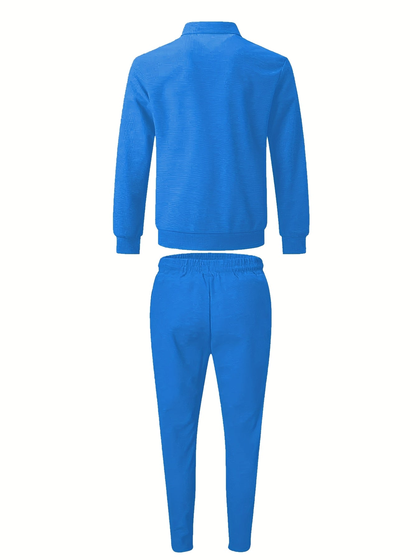 Men's Spring Waffle Knit Sportswear Set, European and American Style Casual Outfit