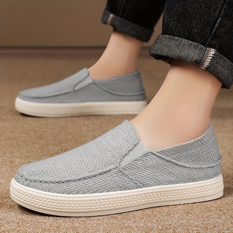 Men's Slip-On Casual Shoes - Lightweight Breathable Fabric Upper Durable Rubber Sole, Low-Top Comfortable Walking Shoes for Daily Wear, Outdoor Activities, Vacation - Black, Sleek Design, Flexible Sole, Urban Style