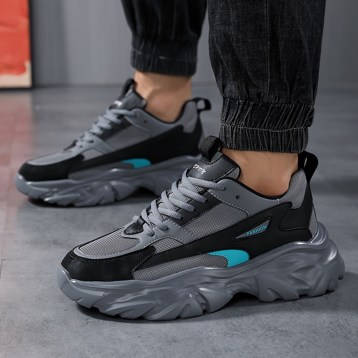 Men's Vintage Chunky Shoes, Comfy Non Slip Breathable Lace Up Sneakers For Men's Outdoor Activities
