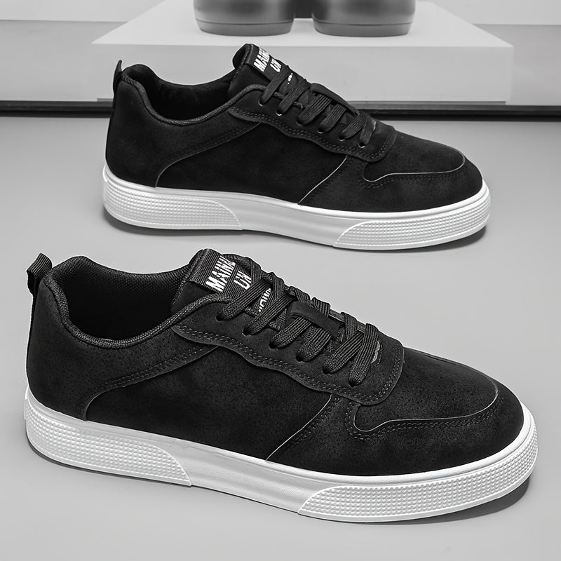 1 Pair MAINALUN Men'S Skateboarding Sneakers - Low-Top Lace-Up Casual Shoes with Thick PVC Sole, Breathable Fabric Lining Durable Synthetic Upper for Daily Wear, Outdoor, Travel, Parties - Green/Black/Khaki, Skateboarding S