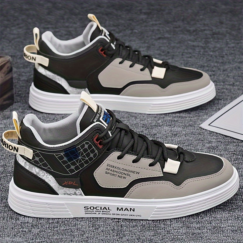 Men's High Top Lace Up Skateboard Shoes, Trendy Non Slip Casual Shoes For All Seasons Outdoor Walking Traveling Party