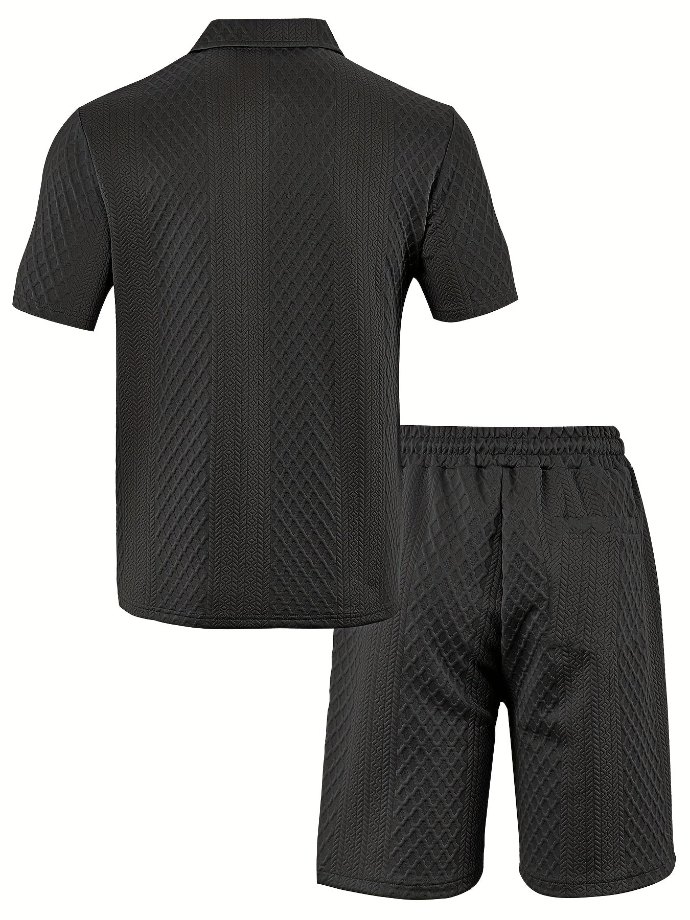 Men'S "Claude" Summer Polo Shirt Set - Short Sleeve, Shorts, and Zipper Detailing, Polyester, Casual Style, Casual Attire|Short Sleeve Shirt|Polyester Fabri