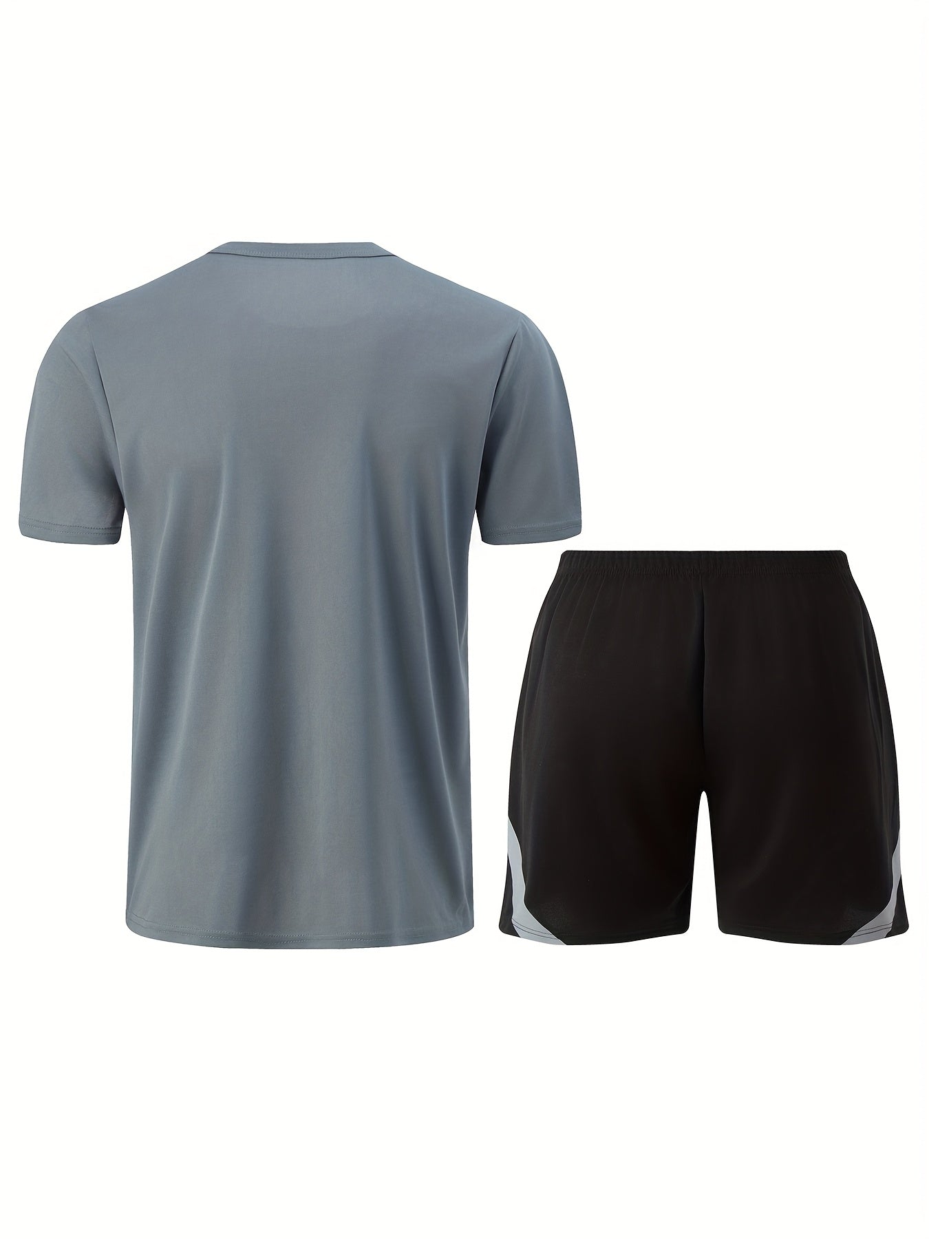 2pcs Summer New Lightning Print Sports Suit Men's Short Sleeve Shorts Outdoor Fitness Breathable Quick-Dry Loose Running Outfit Set