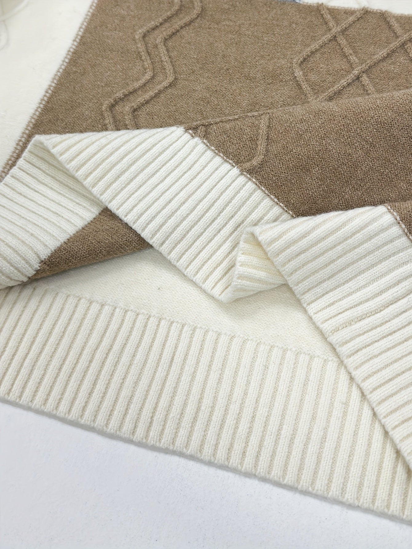 Men'S Fashion Long Sleeve Crew Neck Sweater | Casual Patchwork Knit Pullover, Warm Winter Top for Men, Suitable for Daily & Weekend Casual Wear