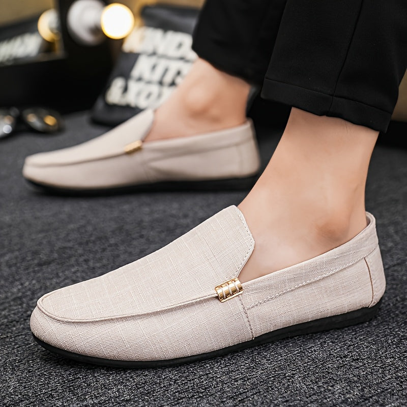 Men's Summer Slip-On Casual Shoes - Breathable Fabric Upper, Lightweight Rubber Sole, Low-Top Design for Everyday Comfort & Versatile Style