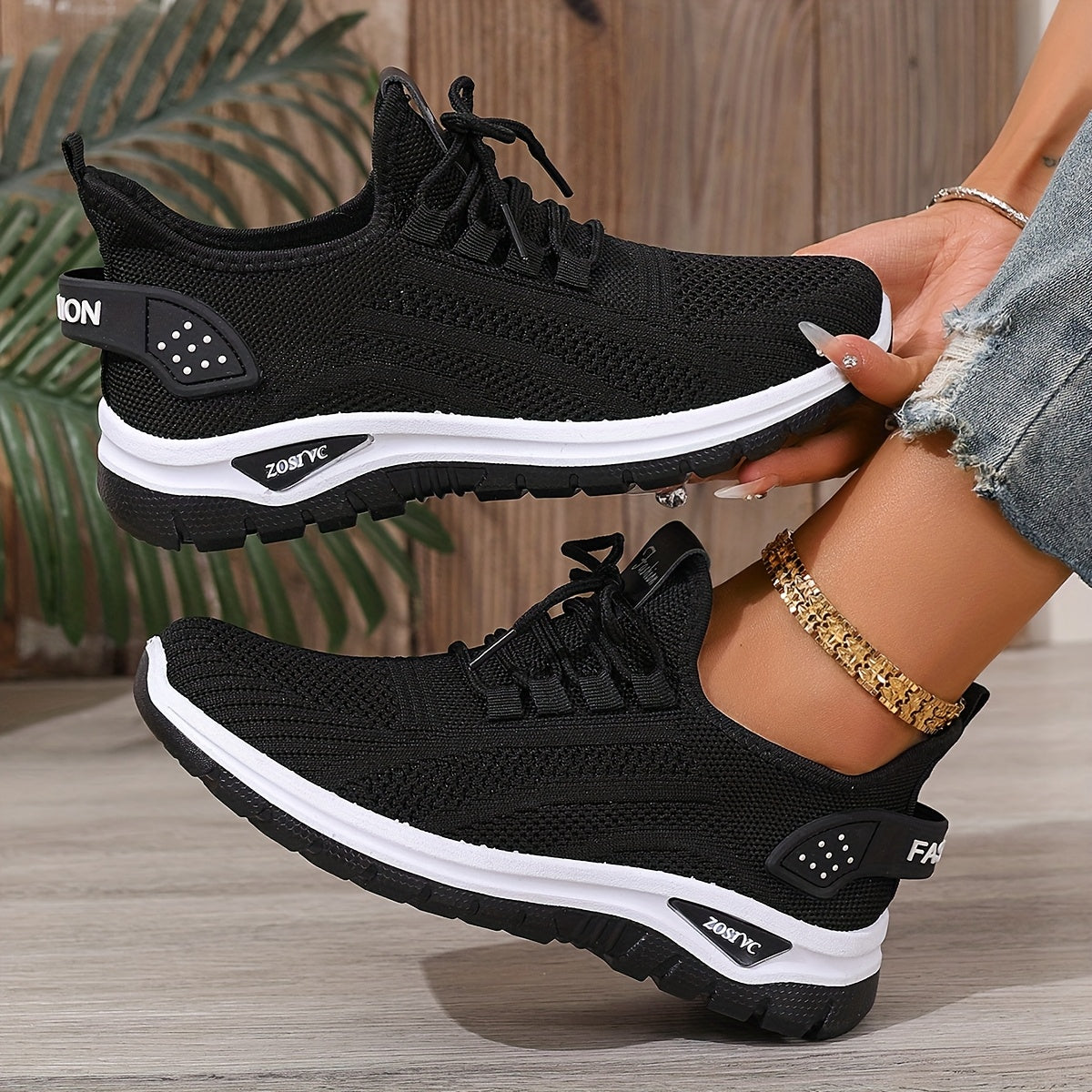 ZOSIVC Cheap Women's Shoes, Slip-on Sneakers for Women, White and Black Comfortable Summer Casual Beach, Vacation, Camping & Casual Attire Shoes | Mesh Upper Ladies' Sneakers - Gifts