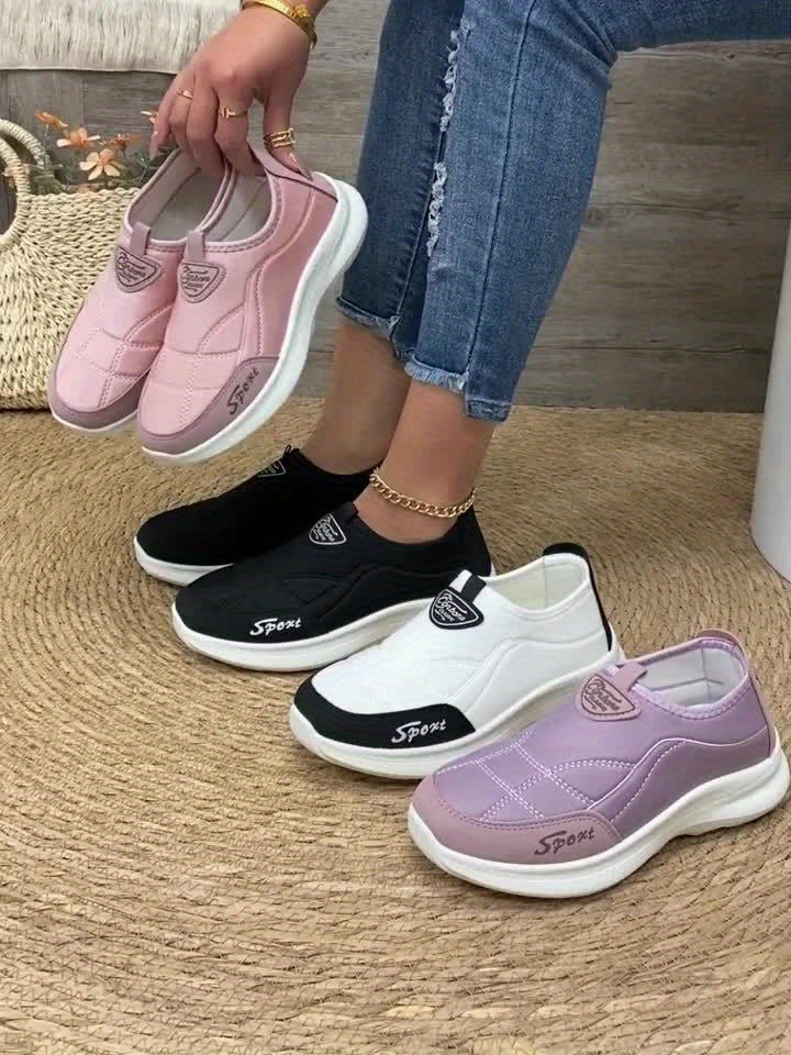 Women's Sneakers - Lightweight Breathable Sneakers with Non-Slip PU Sole, White Black Accents - Lace-Up Design for Gym, Everyday, Formal Events - All-Season Comfort Walking Shoes, Ladies Sneakers, Casual Footwear, Stylish F