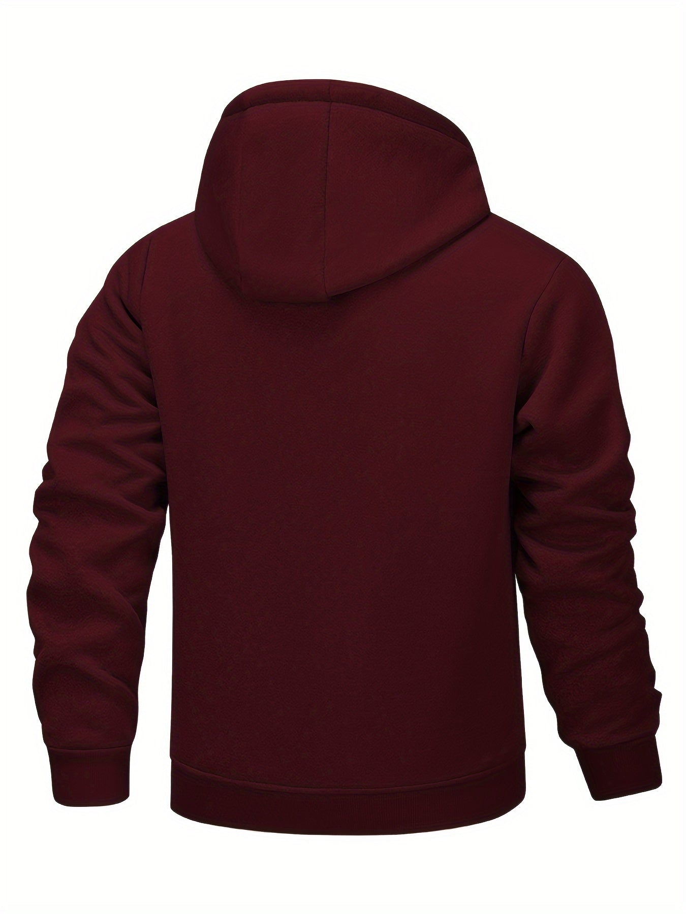 1pc Men'S Casual Style Hooded Jacket, Thick Fleece Lined, Warm