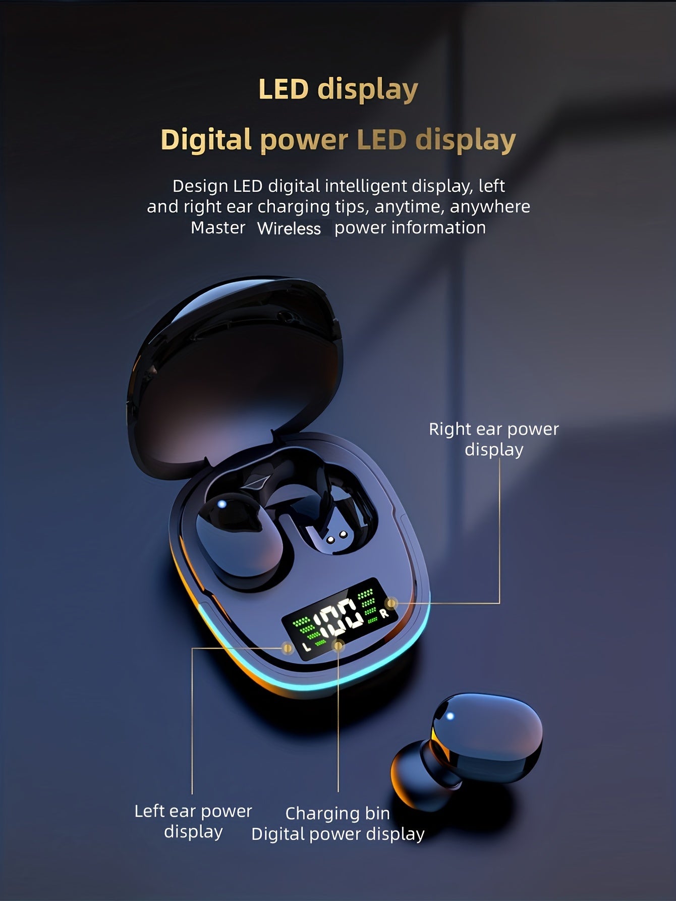 New TWS Wireless Earphones Headphones with LED Display Touch In-Ear TWS Wireless Earbuds Sports Music Game Headset For lOS/Android