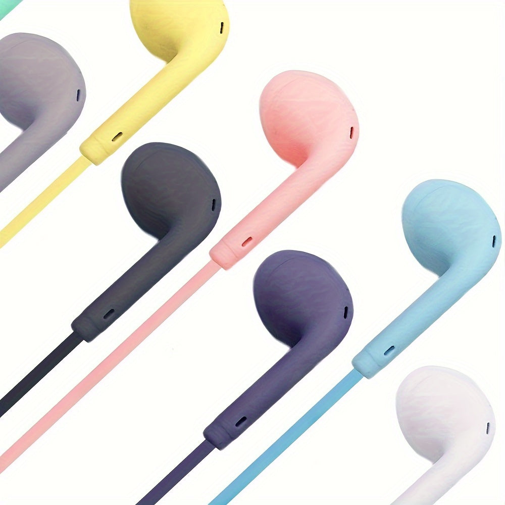 Anime-Inspired Wired Earphones with Microphone, 3.5mm Jack, Noise Isolating, Volume Control, Tangle-Free Cable, Plastic Semi-Open-Back Design, Compatible with Cellphones, Ideal for Running - Multiple Colors
