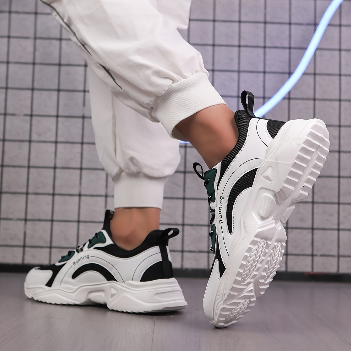 Men'S Casual Sports Sneakers - Stylish Black White, Lightweight Comfortable Running Shoes for All Seasons, Lace-Up Design, Allseason Sneakers Stylish Casual Shoes Comfortable Footwear