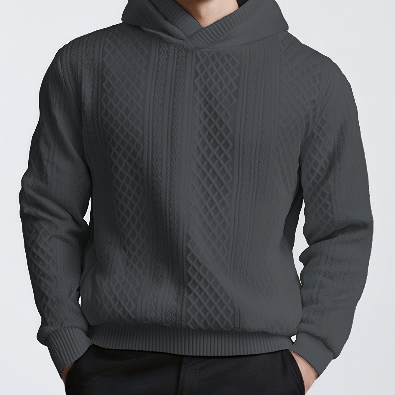 Men'S Jacquard Long-Sleeve Pullover Sweatshirt for Autumn And Winter, Casual Long-Sleeve Shirt for Men, Made from High-Weight Jacquard Fabric