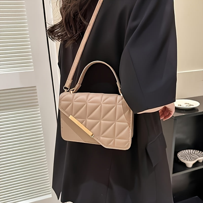 1pc Stylish Quilted Crossbody Bag for Women - Adjustable Strap & Magnetic Clasp Closure, Lightweight Durable Design for Everyday Work Outings, Multiple Colors Available