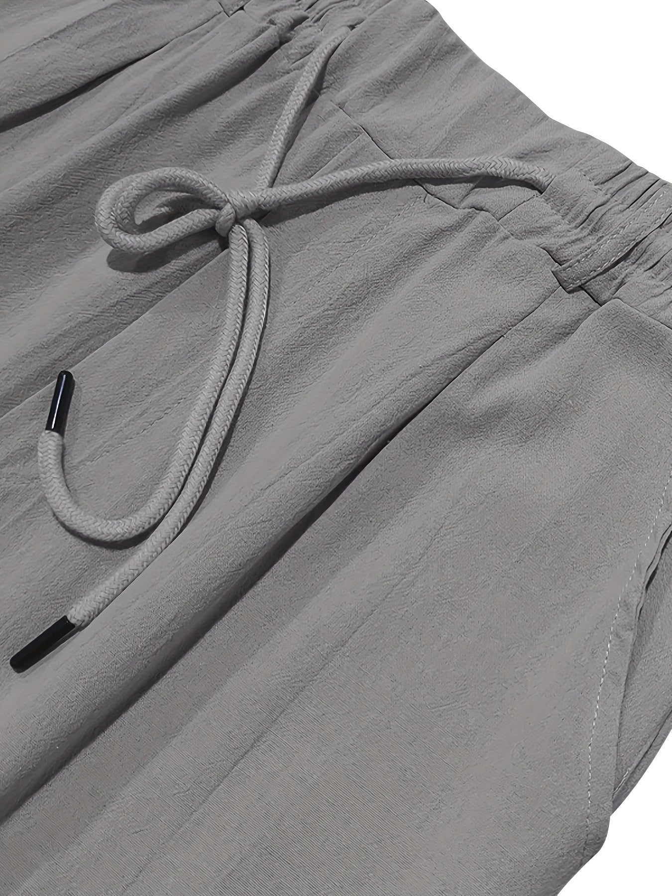 Men'S Casual Linen Drawstring Pants - Comfortable Straight Fit, Lightweight & Breathable for Beach & Outdoor Activities, Beach Casual Wear|Straight Fit Pants|Lightweight Fabric