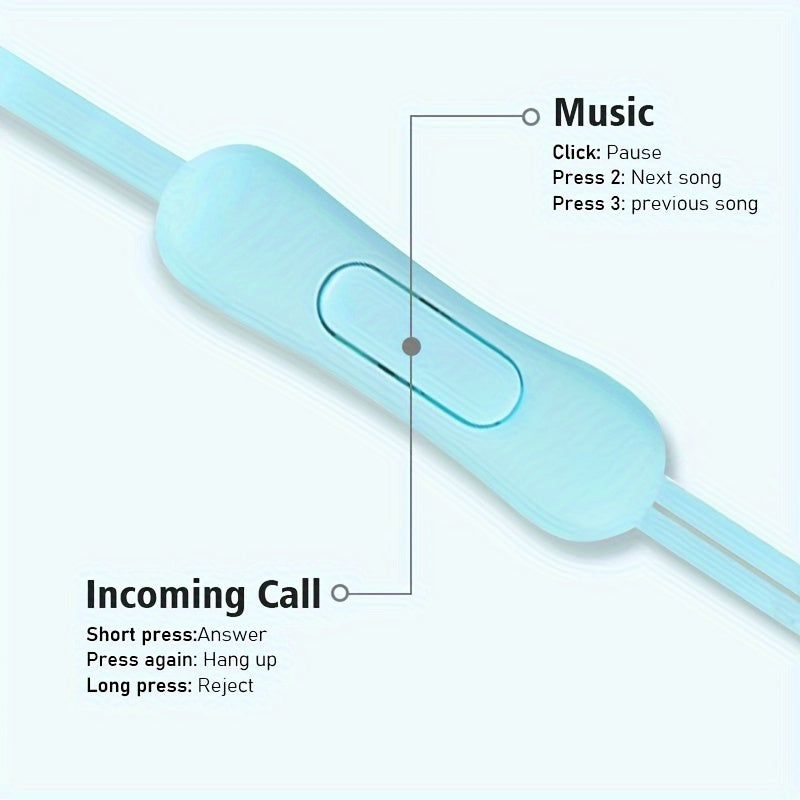 Anime-Inspired Wired Earphones with Microphone, 3.5mm Jack, Noise Isolating, Volume Control, Tangle-Free Cable, Plastic Semi-Open-Back Design, Compatible with Cellphones, Ideal for Running - Multiple Colors