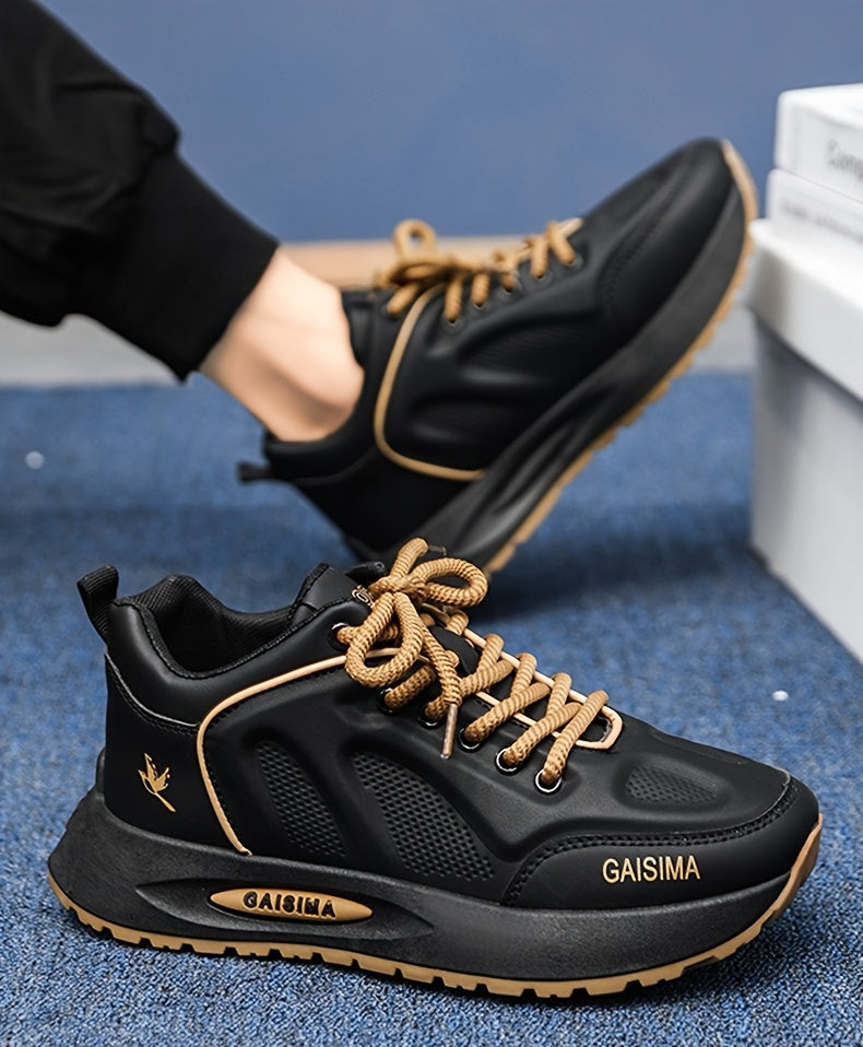Men's Breathable Casual Sneakers - Trendy Dad Shoes with Thick Sole, Lace-Up, Mid-Top Design for Running Fashion