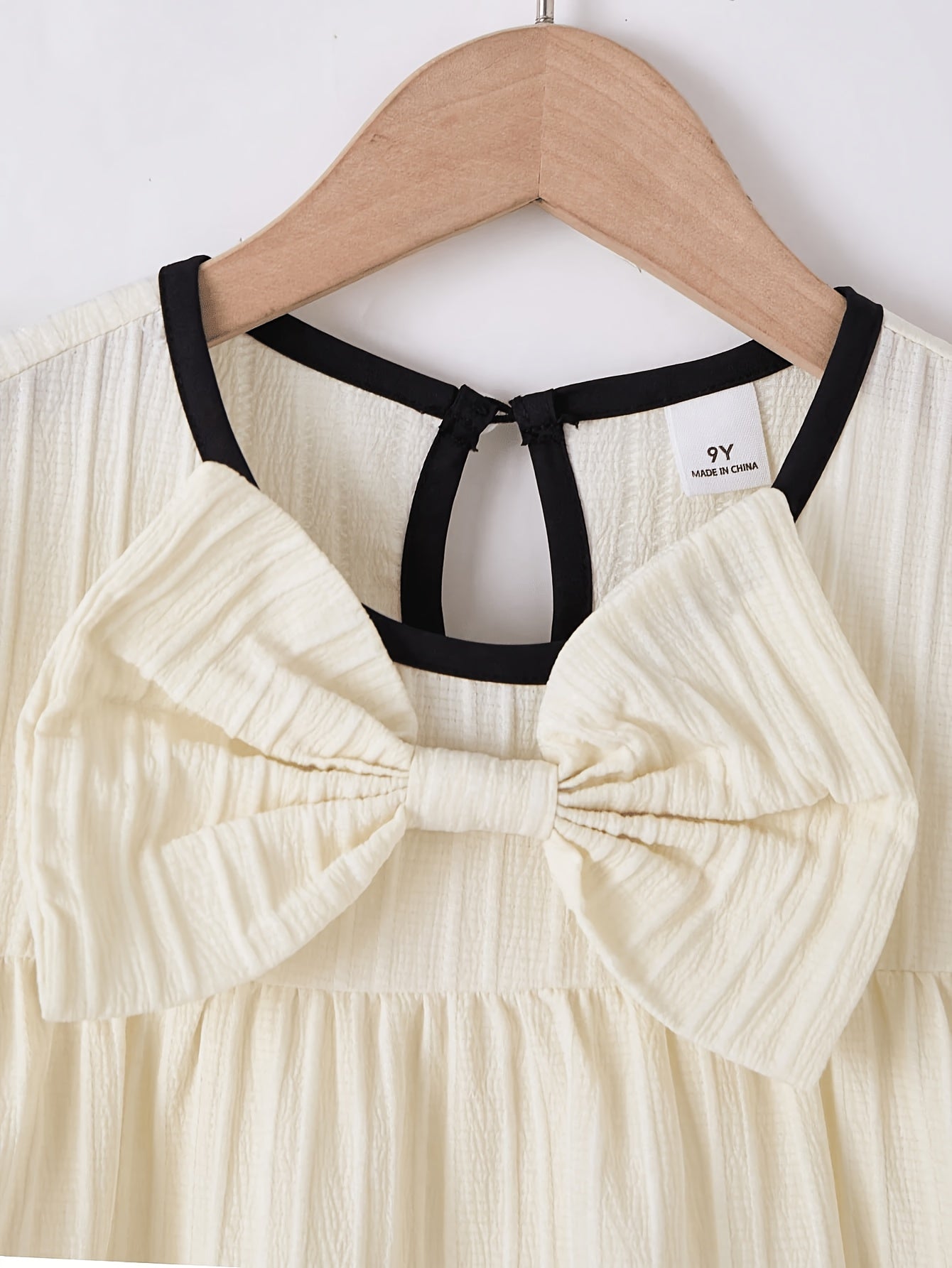 Girls' Summer Set: Loose Apricot Top & Black Straight Pants