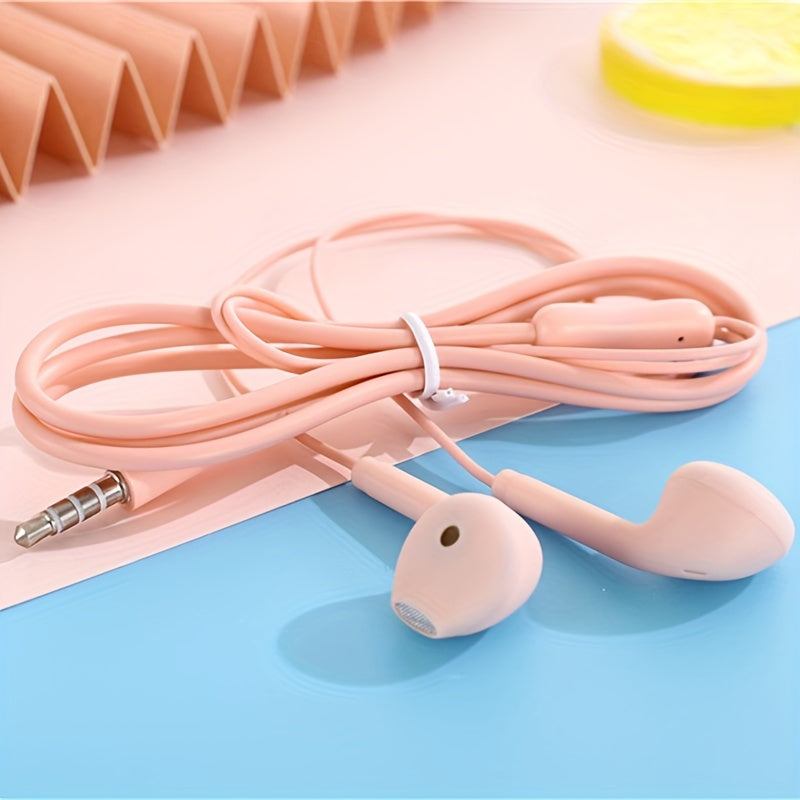 Anime-Inspired Wired Earphones with Microphone, 3.5mm Jack, Noise Isolating, Volume Control, Tangle-Free Cable, Plastic Semi-Open-Back Design, Compatible with Cellphones, Ideal for Running - Multiple Colors