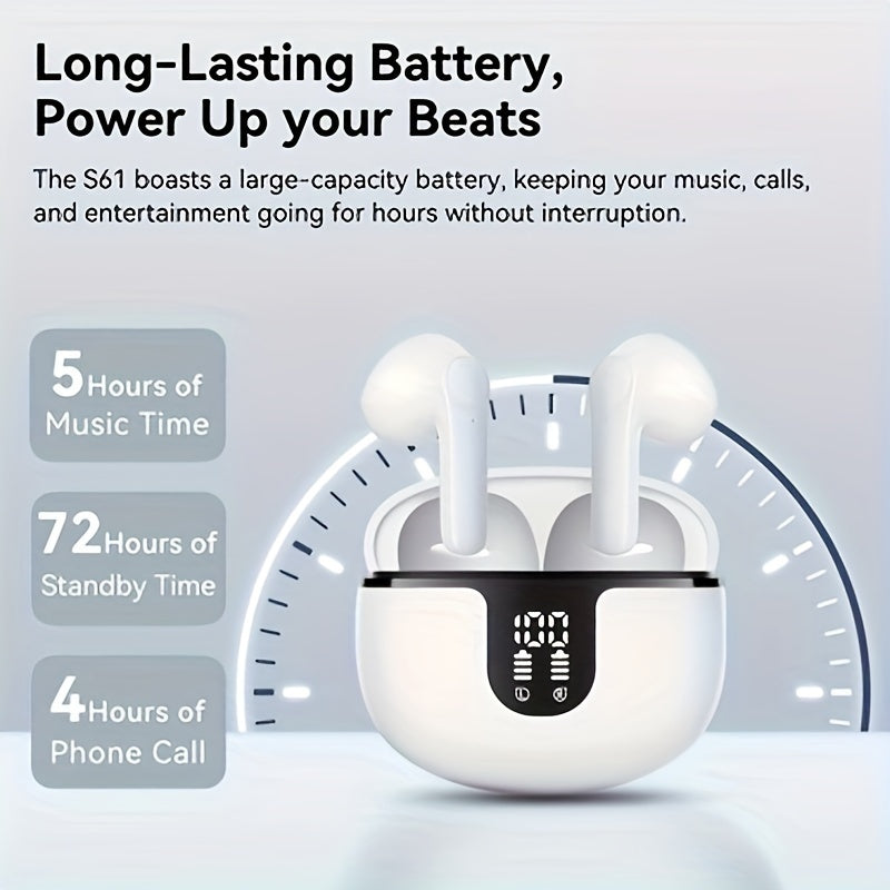 High-Fidelity Sound Quality with Deep Noise Cancellation, Seamless Connectivity, Volume Control, Open-Back Design, Compatible with Tablets - Wireless Sports Earbuds with LED Digital Display, Long Battery Life, Touch Operation