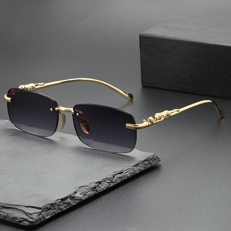 Perfectly stylish leopard-print frameless Men's and Women's glasses, ideal for holiday parties, trips, or as a festive gift, hunting eyewear