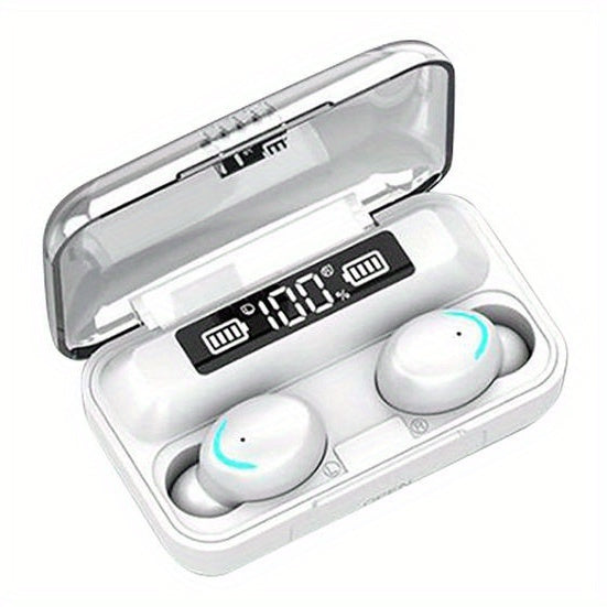 In-Ear TWS Wireless Earbuds with 9D HiFi Stereo Sound, HD Mic, Voice Call, Touch Control, LED Display Charge Case, 800mAh USB Rechargeable Lithium Battery for Gaming - Non, Tangle-Free Cable Included