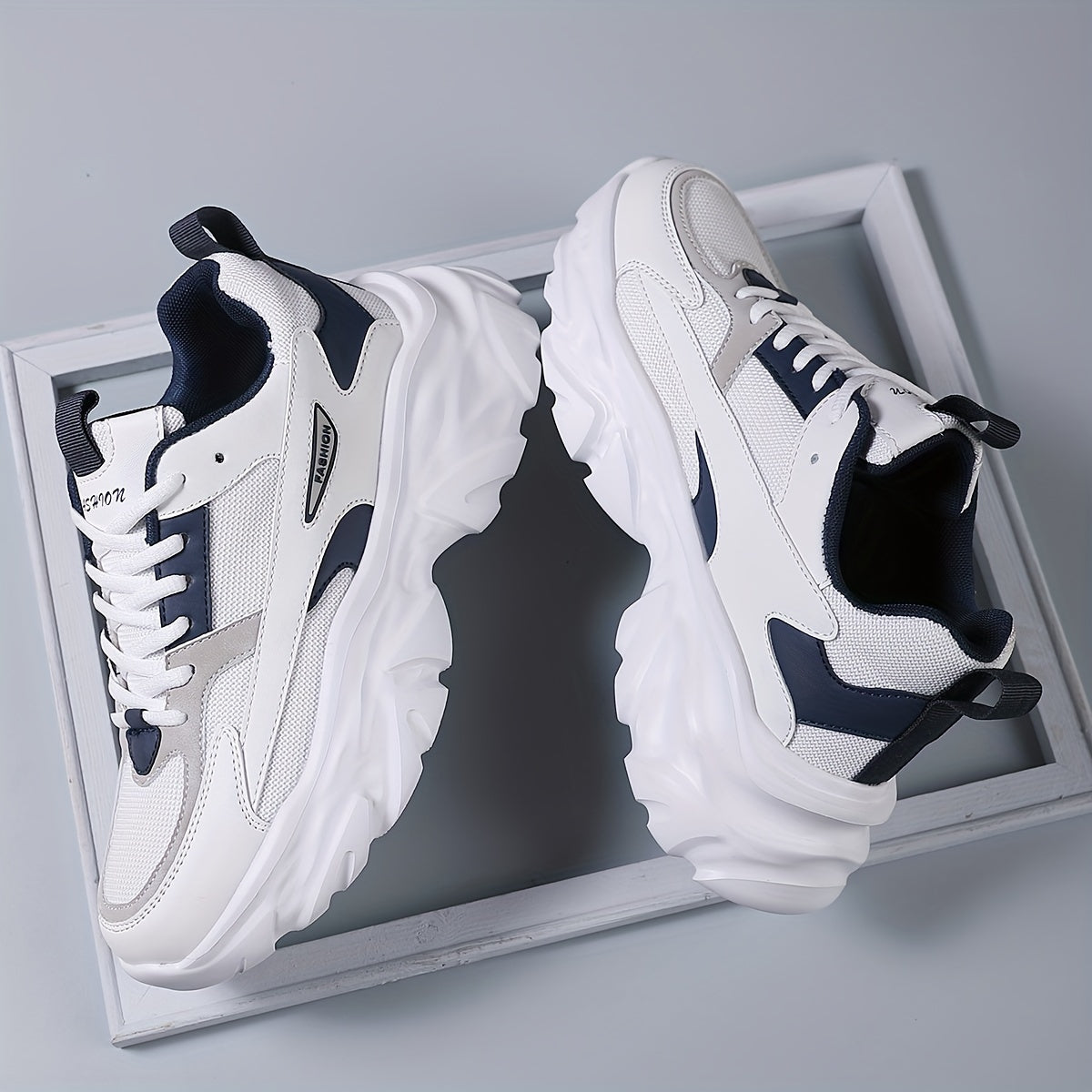 Men's Vintage Chunky Shoes, Comfy Non Slip Breathable Lace Up Sneakers For Men's Outdoor Activities