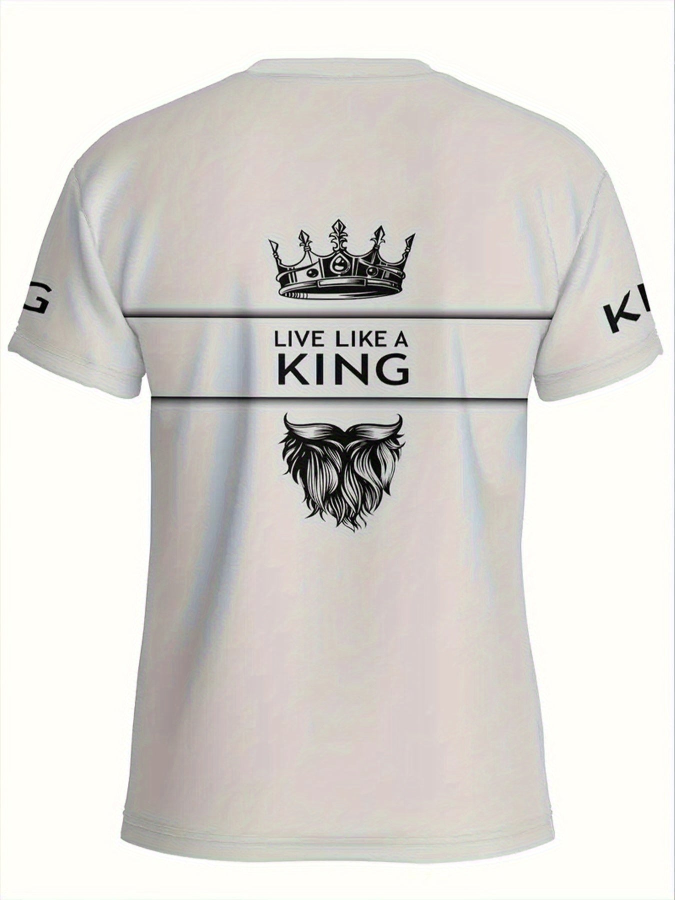 Men'S Casual Short Sleeve T-Shirt - Breathable Summer Tee with Crown Wings Graphic, Regular Fit Round Neck, Lightweight Comfort for Casual Attire, Comfortable Clothing Stylish Casualwear Breathable Fabric