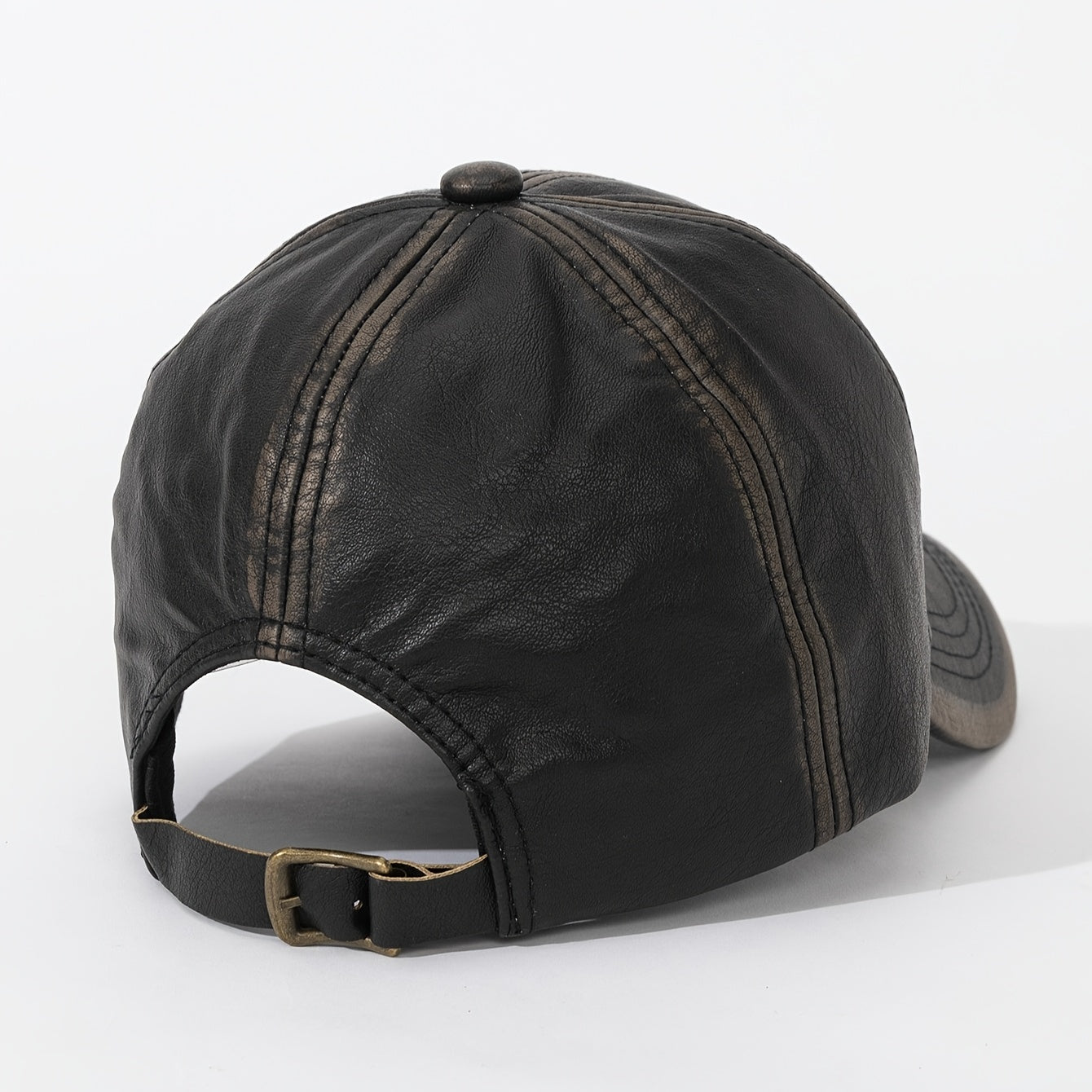 1pc/4pcs Vintage Washed PU Leather Baseball Cap for Men & Women - Adjustable High Quality Golf & Equestrian Hat, Father’s Day/Mother’s Day Gift, Casual Outdoor Sun Hat with Classic Six-Panel Design, Durable Headwear
