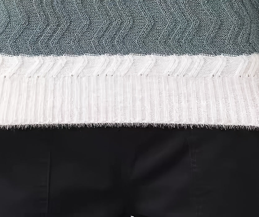 Men's Winter Warm Sweater - Striped Round Neck Pullover with Color-Blocking Suitable for Layering, Hand Washable Casual Sweaters for & (Autumn/Winter)