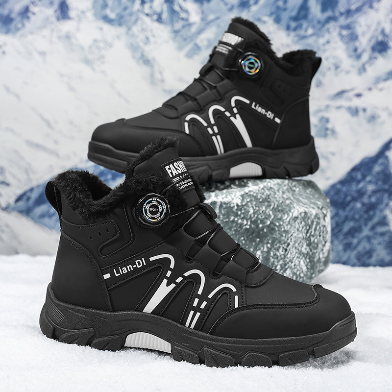 ZQBOBING Men'S Winter Hiking Boots - Slip-Resistant Traction, All-Season Outdoor Trekking Shoes with Cushioned EVA Insole - Lightweight Ankle Support for Mountain Climbing, Snowshoeing, Everyday - Brown/Black Accent - Lace-Up