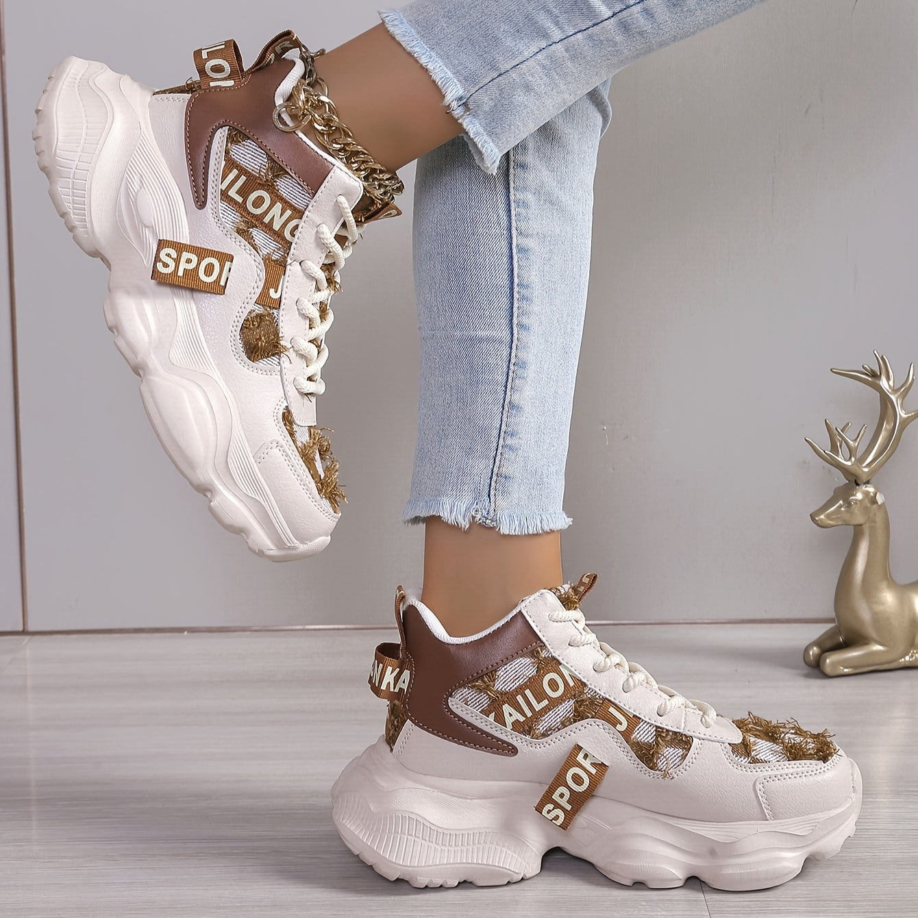 1 Pair Women'S High-Top Fashion Sneakers, Lightweight EVA Sole, Breathable Fabric Upper, All-Season Athletic Running Shoes with Comfort Insole