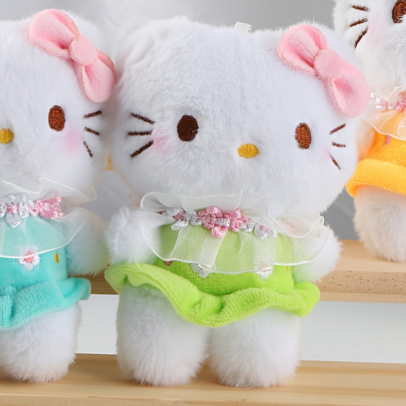 Sanrio Hello Kitty Children's Plush Toy Pendant with Floral Dress, Doll Plush Toy Keychain Backpack Charm, Doll Girl Holiday Birthday Gift
